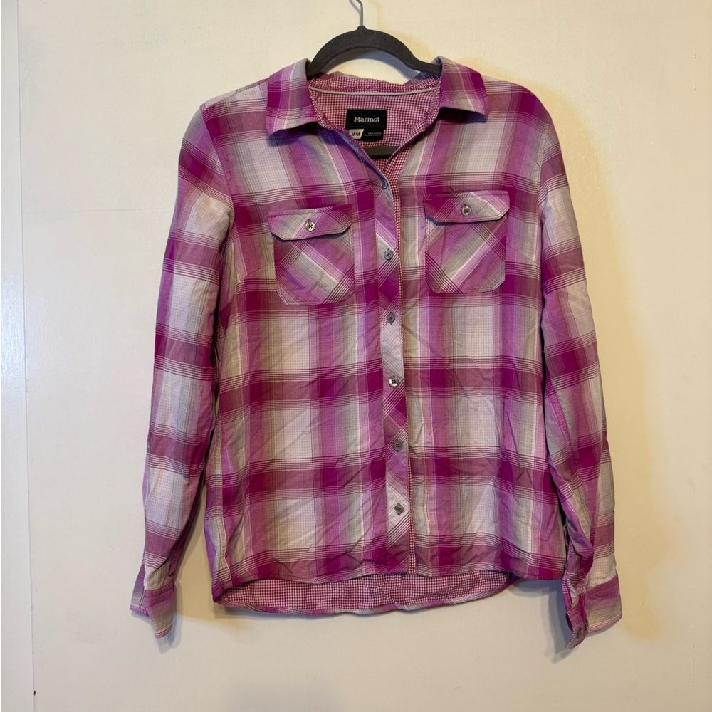 Marmot Pink Plaid Button-Down Shirt